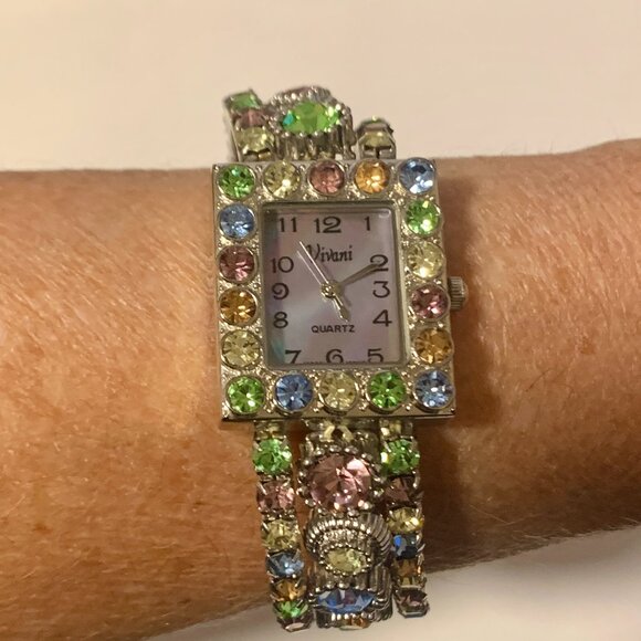 Vivani Rhinestone Watch Silver Tone - Picture 2 of 4